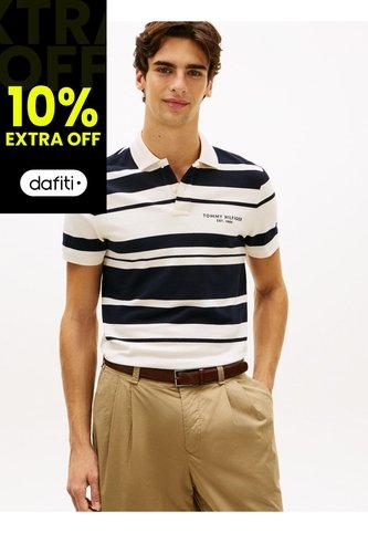 Polo Blanco De Corte Regular Con Diseño De Rayas Tommy Hilfiger Tommy Hilfiger