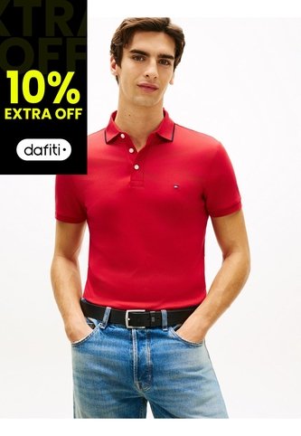Polo Rojo Slim Con Acabado Tipped Tommy Hilfiger Tommy Hilfiger