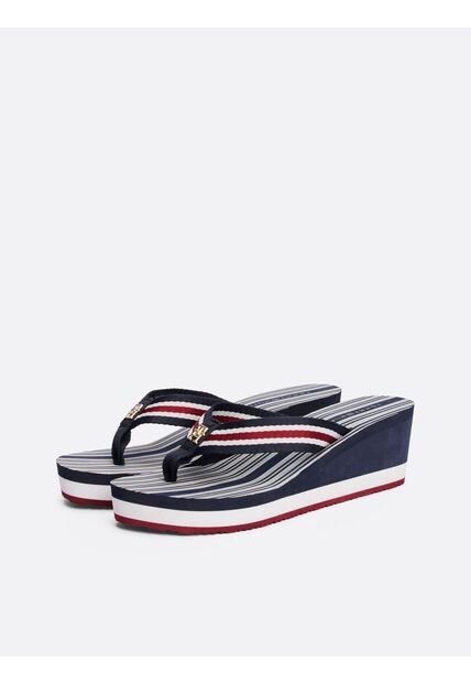 Sandalias Negro De Plataforma Con Tiras Distintivas Tommy Hilfiger