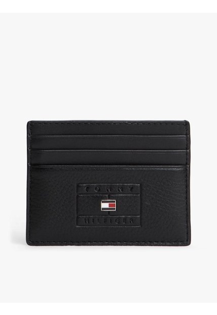Tarjetero Negro De Cuero De Estilo Casual Tommy Hilfiger