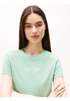 Camiseta Verde Claro De Punto Con Logo Y Corte Slim Tommy Jeans