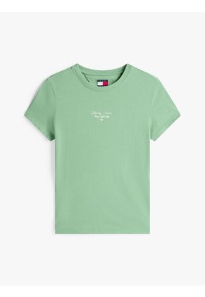 Camiseta Verde Claro De Punto Con Logo Y Corte Slim Tommy Jeans