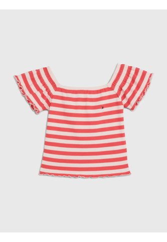 Camiseta Rosada A Rayas Con Escote Hombros Descubiertos Tommy Hilfiger Tommy Hilfiger