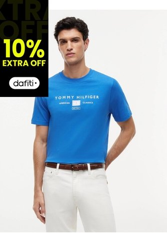 Camiseta Azul De Punto Con Logo Tommy Hilfiger Tommy Hilfiger