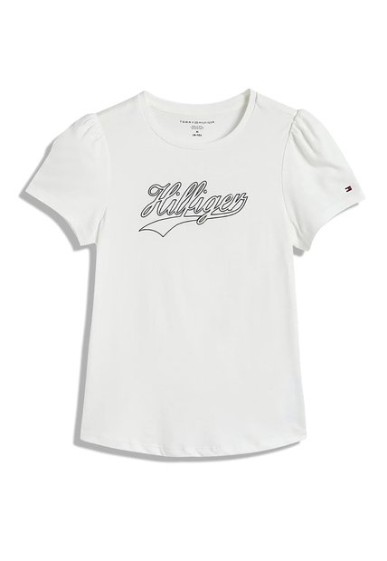 Camiseta Blanca De Manga Corta Con Logo Script Tommy Hilfiger
