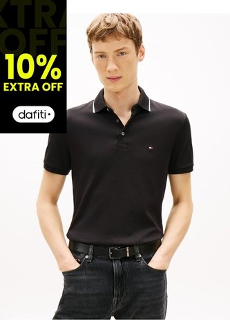 Polo Negro Slim Con Acabado Tipped Tommy Hilfiger Tommy Hilfiger
