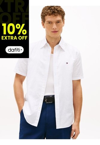 Camisa Blanca Lino Solida De Corte Regular Tommy Hilfiger Tommy Hilfiger