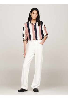 Camisa Multicolor Oversize Con Logo Metálico Tommy Hilfiger