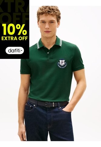 Polo Verde De Corte Regular Con Escudo Tommy Hilfiger Tommy Hilfiger