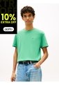 Camiseta Verde De Corte Regular Con Logo Bordado Tommy Jeans de Tommy Hilfiger