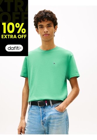 Camiseta Verde De Corte Regular Con Logo Bordado Tommy Jeans Tommy Hilfiger