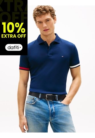 Polo Azul Slim Con Manga Corta Tommy Hilfiger Tommy Hilfiger