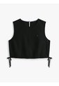 Blusa Negra Sin Mangas Con Lazada En Mezcla De Lino Tommy Jeans de Tommy Hilfiger