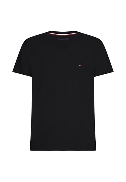 Camiseta Negra Slim Fit Cuello En V Esencial Algodón