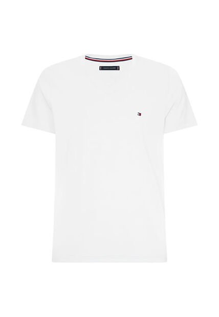 Camiseta Blanca Slim Fit Cuello V Esencial Algodón Tommy Hilfiger