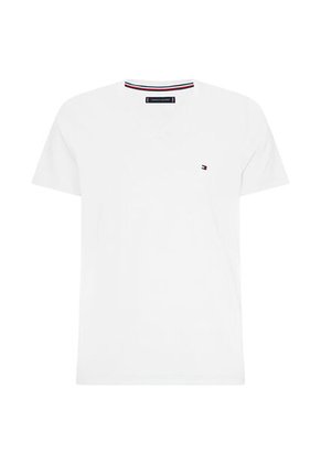 Camiseta Blanca Slim Fit Cuello V Esencial Algodón Tommy Hilfiger