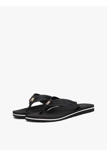 Sandalias Negro Con Inscripción Tonal En Tiras Tommy Hilfiger