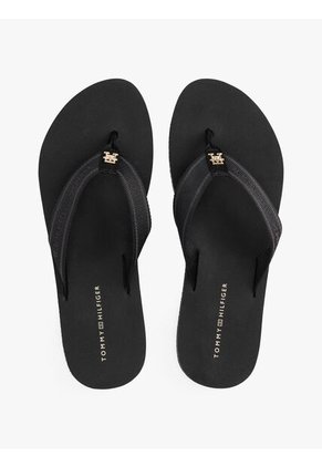 Sandalias Negro Con Inscripción Tonal En Tiras Tommy Hilfiger
