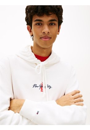 Buzo Blanco Con Capota Signature De Felpa Tommy Jeans
