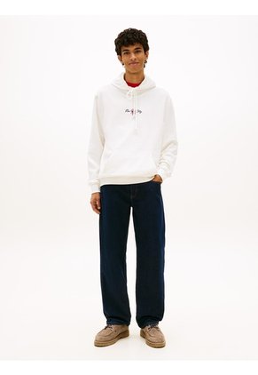 Buzo Blanco Con Capota Signature De Felpa Tommy Jeans