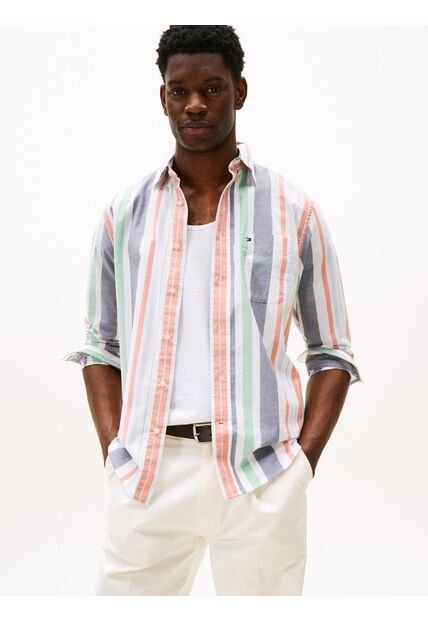 Camisa Multicolor Oxford A Rayas De Corte Amplio Tommy Hilfiger
