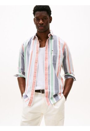 Camisa Multicolor Oxford A Rayas De Corte Amplio Tommy Hilfiger