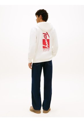 Buzo Blanco Con Capota Signature De Felpa Tommy Jeans