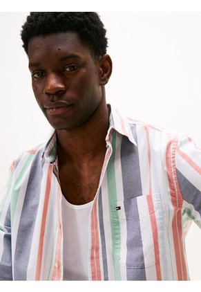 Camisa Multicolor Oxford A Rayas De Corte Amplio Tommy Hilfiger