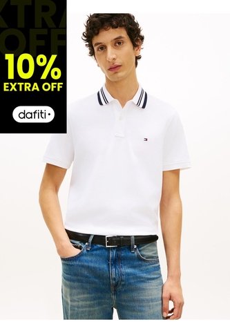 Polo Blanco Jacquard Con Tejido Ribeteado Tommy Hilfiger Tommy Hilfiger