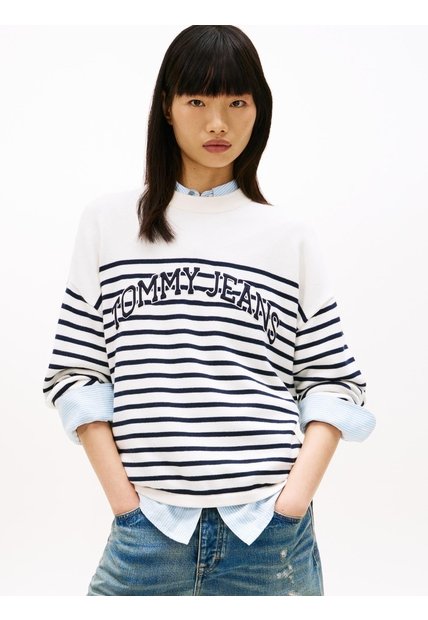 Saco Blanco TJW Varsity De Cuello Redondo Con Estilo Universitario Tommy Jeans