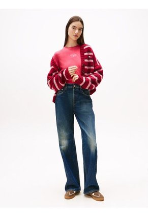 Camiseta Rosada De Punto Con Logo Y Corte Slim Tommy Jeans