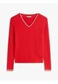 Saco Rojo De Punto Trenzado Con Cuello En V Tommy Hilfiger de Tommy Hilfiger