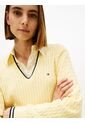 Saco Amarillo De Punto Trenzado Con Cuello En V Tommy Hilfiger de Tommy Hilfiger