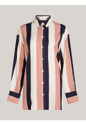 Camisa Multicolor Oversize Con Logo Metálico Tommy Hilfiger