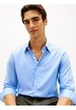 Camisa Azul Twill De Corte Regular Con Cuello Flexible Tommy Hilfiger de Tommy Hilfiger