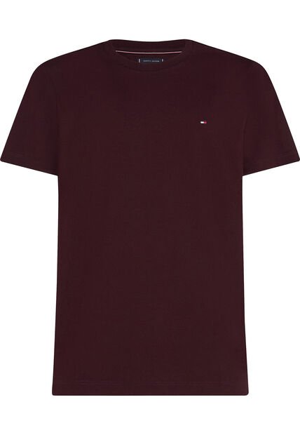 Camiseta Roja De Cuello Redondo Con Logo Bordado Tommy Hilfiger