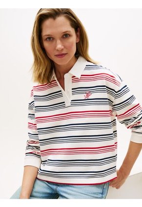 Polo Multicolor Con Diseño De Rayas Rugby Con Logo Tommy Hilfiger