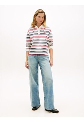 Polo Multicolor Con Diseño De Rayas Rugby Con Logo Tommy Hilfiger