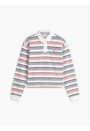 Polo Multicolor Con Diseño De Rayas Rugby Con Logo Tommy Hilfiger