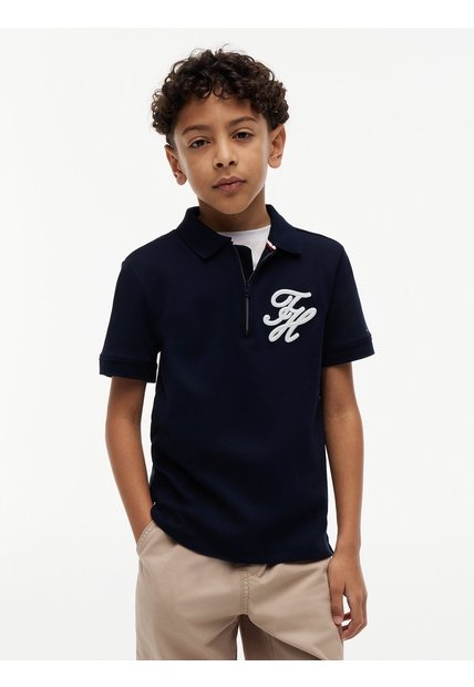 Polo Multicolor Para Niño Con Cierre De Cremallera Con Logo Script Tommy Hilfiger