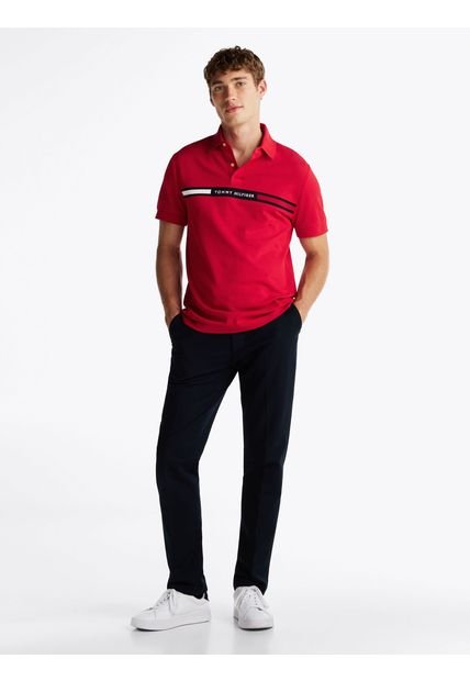 Polo Rojo De Corte Regular Con Logo En El Pecho Tommy Hilfiger