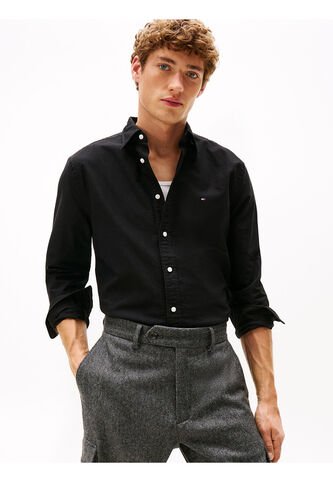 Camisa Negra De Corte Regular Con Logo Bordado Tommy Hilfiger Tommy Hilfiger