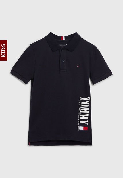 Polo Niño De Piqué De Algodón Orgánico Azul Tommy Hilfiger