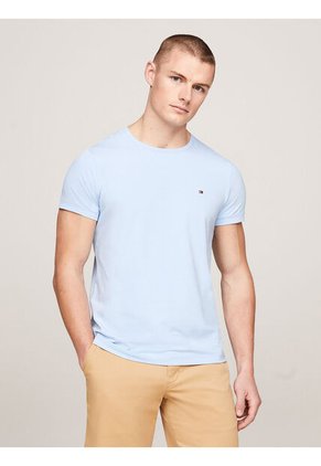 Camiseta Celeste De Cuello Redondo Y Corte Extra Slim Tommy Hilfiger