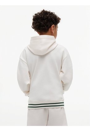 Buzo Marfil Para Niño Con Capota Y Logo Bordado Tommy Hilfiger