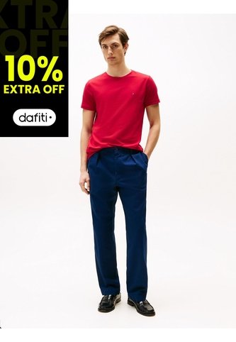 Camiseta Roja De Cuello Redondo Y Corte Extra Slim Tommy Hilfiger Tommy Hilfiger