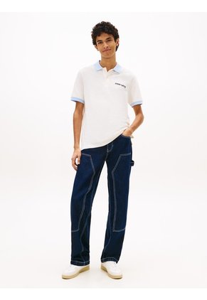 Polo Marfil De Piqué Regular Con Logo Bordado Tommy Jeans
