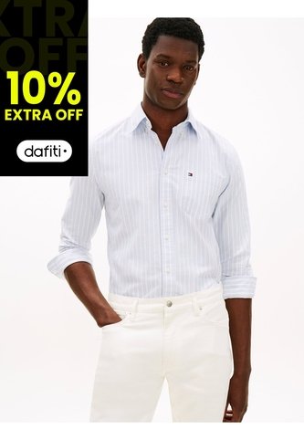 Camisa Azul De Rayas Anchas Con Corte Regular Tommy Hilfiger Tommy Hilfiger