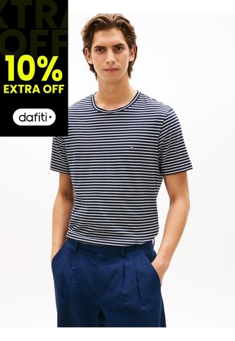 Camiseta Azul Oscuro Regular Fit A Rayas Tommy Hilfiger Tommy Hilfiger