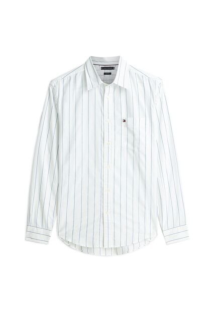 Camisa Blanca A Rayas De Corte Amplio Tommy Hilfiger